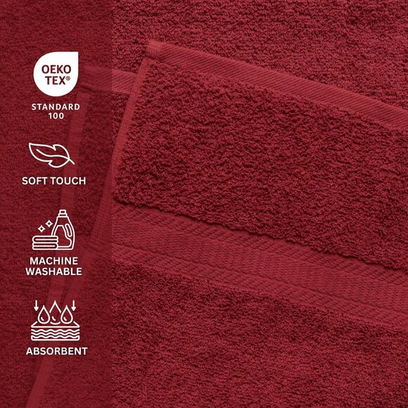 (2 pack) Mainstays Performance Solid Bath Towel, 54" x 30", Crimson Red - Picture 6 of 9